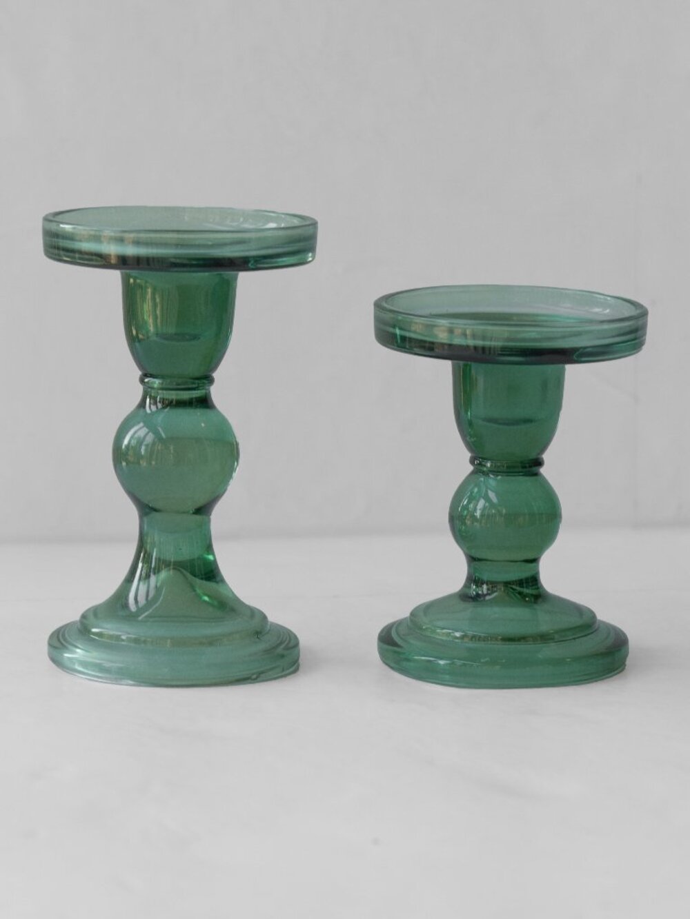 Sonoma Green Glass Candle Sticks Bottle Green Retro Pillar Taper Candle Holders